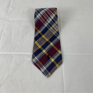 Polo Ralph Lauren Plaid Tie Navy Red Yellow Logo